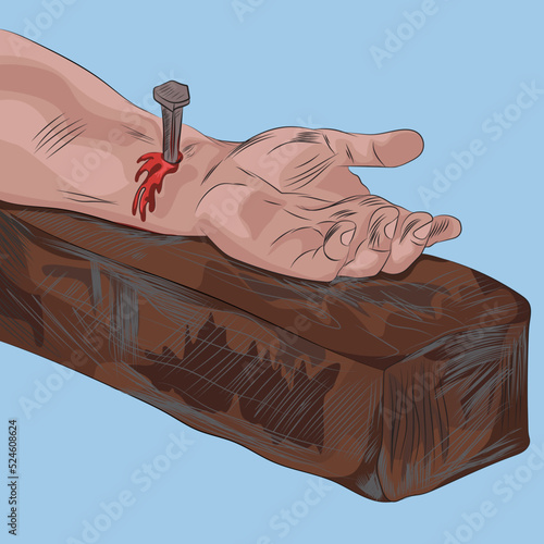 Arm of Jesus Christ on the cross, holy week.