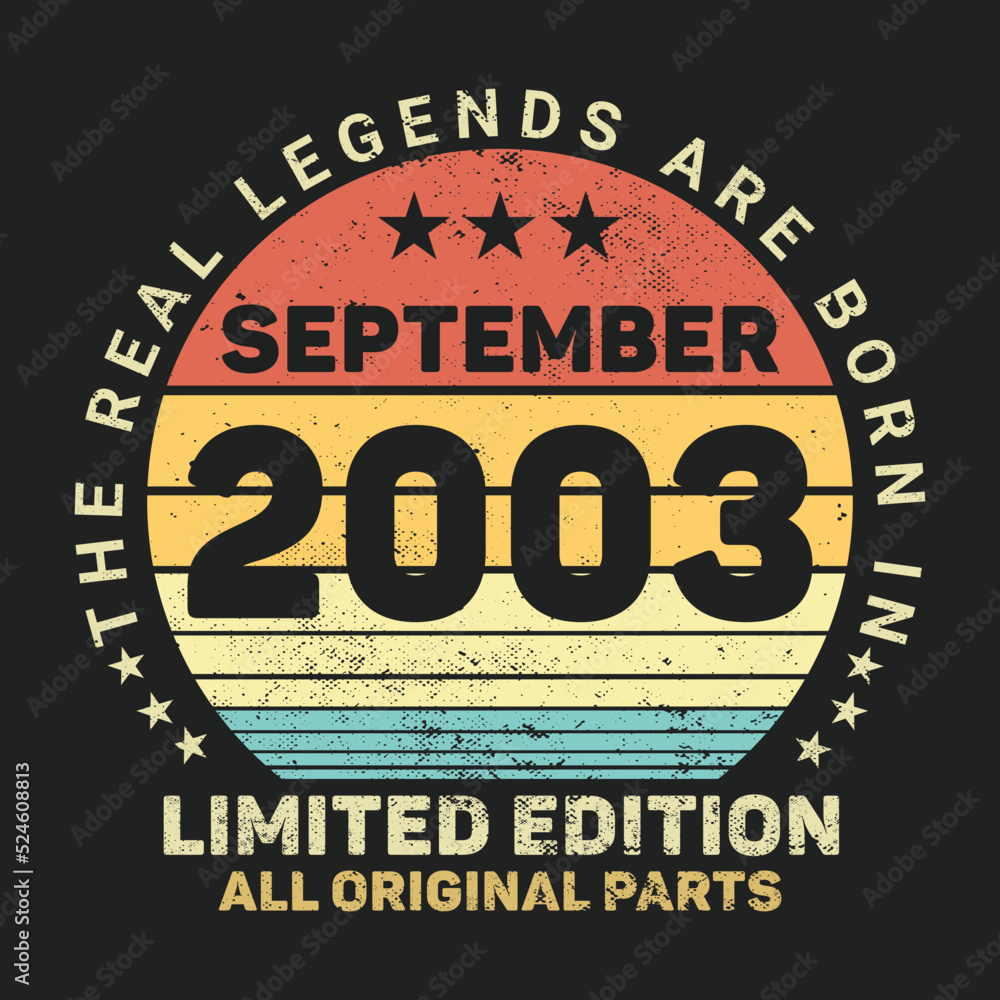 The Real Legends Are Born In September 2003, Birthday gifts for women or men, Vintage birthday shirts for wives or husbands, anniversary T-shirts for sisters or brother