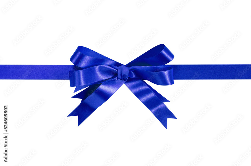Horizontal blue gift bow and ribbon isolated transparent background photo PNG file Horizontal blue gift bow and ribbon isolated transparent background photo PNG file