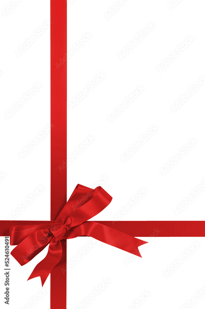 Red gift ribbon and bow isolated vertical isolated transparent background PNG file Red gift ribbon and bow isolated vertical isolated transparent background PNG file
