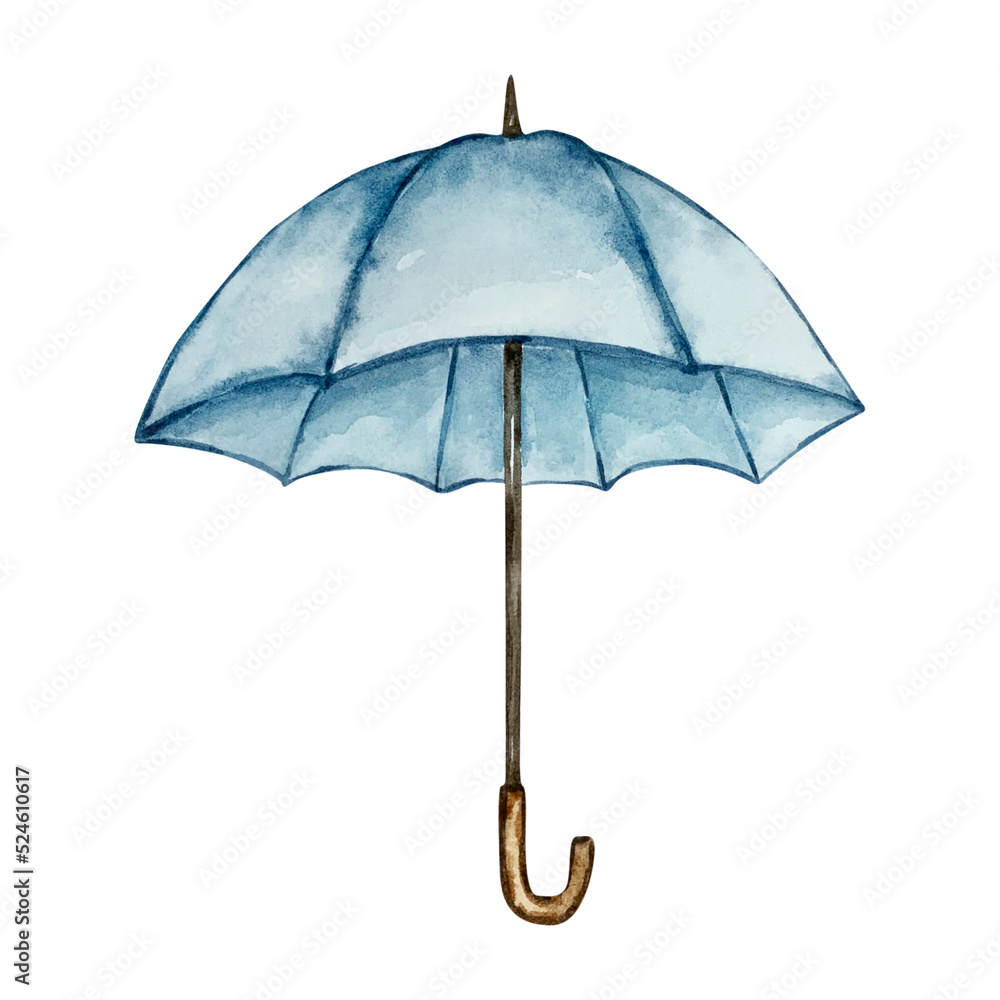 Watercolor illustration of an umbrella - obrazy, fototapety, plakaty 