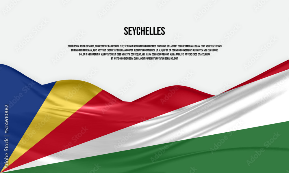 Seychelles flag design. Waving Seychelles flag made of satin or silk fabric. Vector Illustration. Seychelles flag design. Waving Seychelles flag made of satin or silk fabric. Vector Illustration.