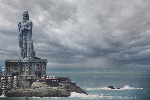 Majestic Thiruvalluvar Statue on the southernmost end of the Indian Sub-continent. photo
