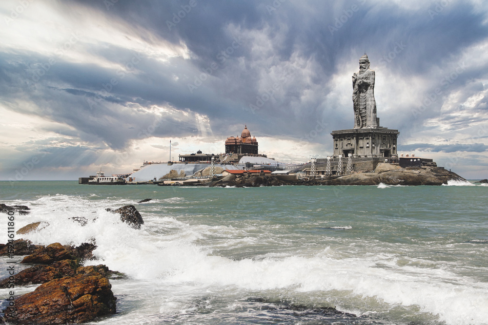 Majestic Thiruvalluvar Statue on the southernmost end of the Indian Sub-continent.