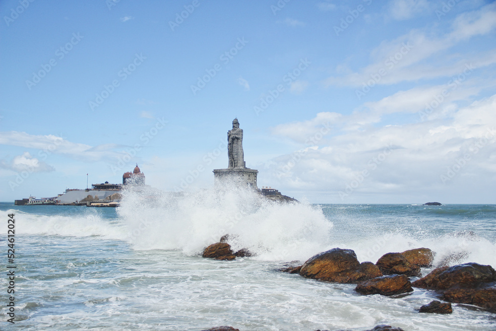 Majestic Thiruvalluvar Statue on the southernmost end of the Indian Sub-continent.