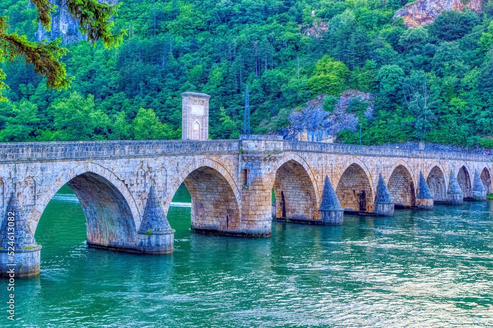 Mehemed pasha Sokolovic bridge in Visegrad, Bosnia and Herzegovina.