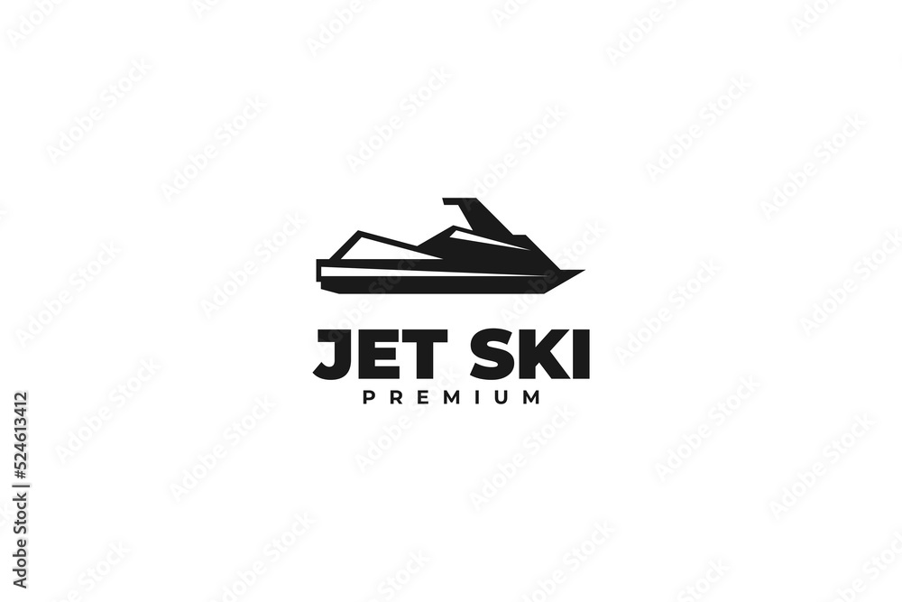 Flat jet ski logo design vector illustration idea