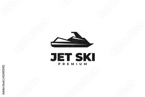 Flat jet ski logo design vector illustration idea