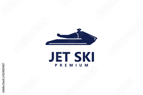 Flat jet ski logo design vector illustration idea