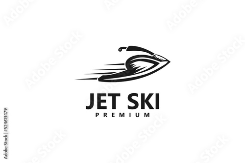 Flat jet ski logo design vector illustration idea