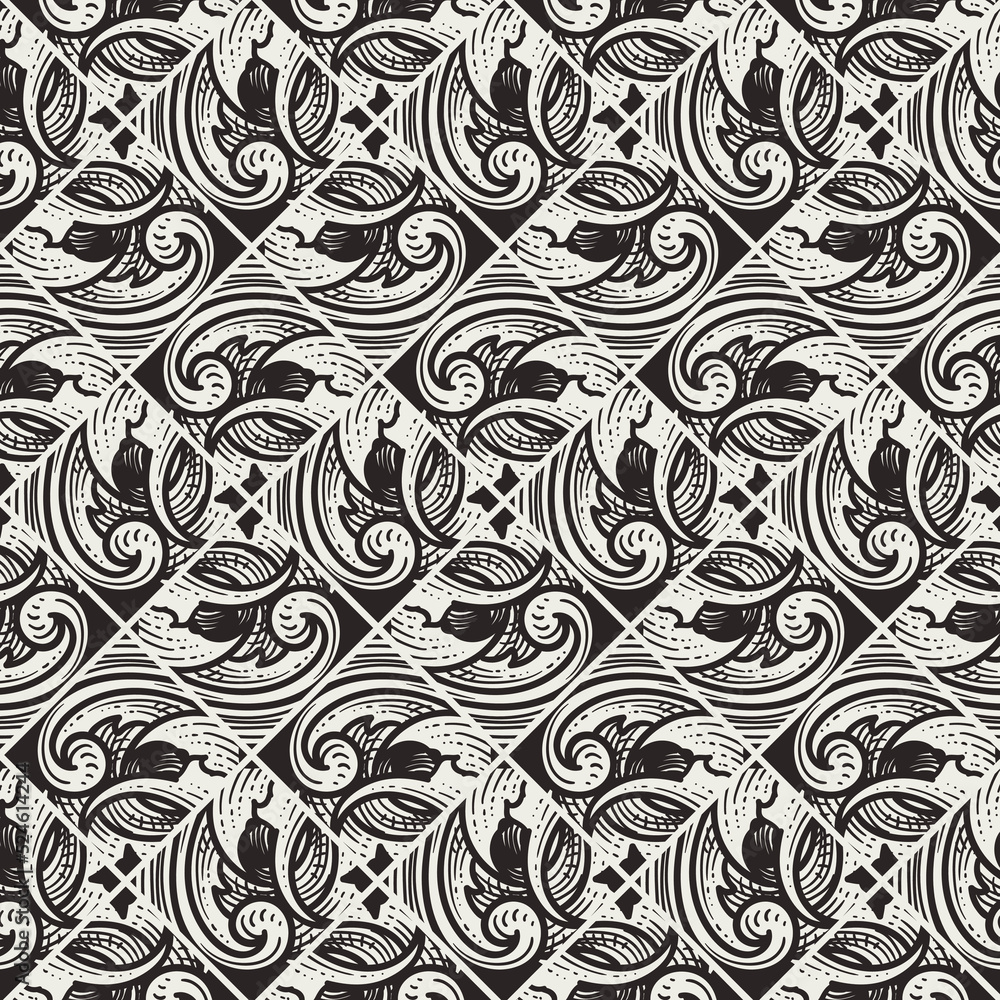 classic geometric flora ornament pattern background

