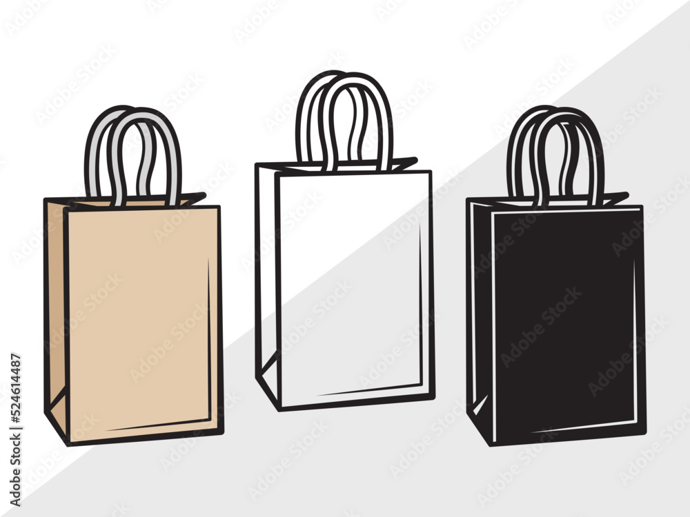 Paper Bag Clipart SVG, Paper Bag Svg, Bag Svg, Hand Bag Svg, Shopping