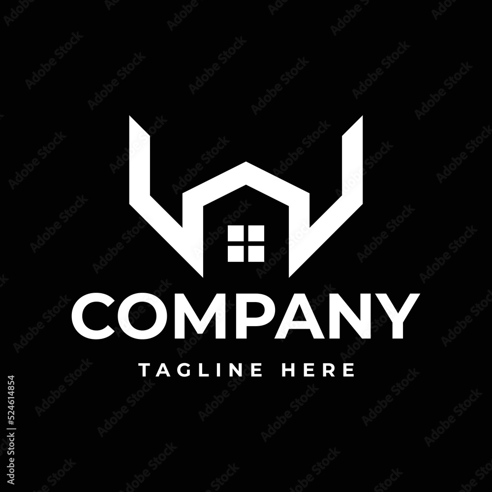 Fototapeta premium letter W home building logo design