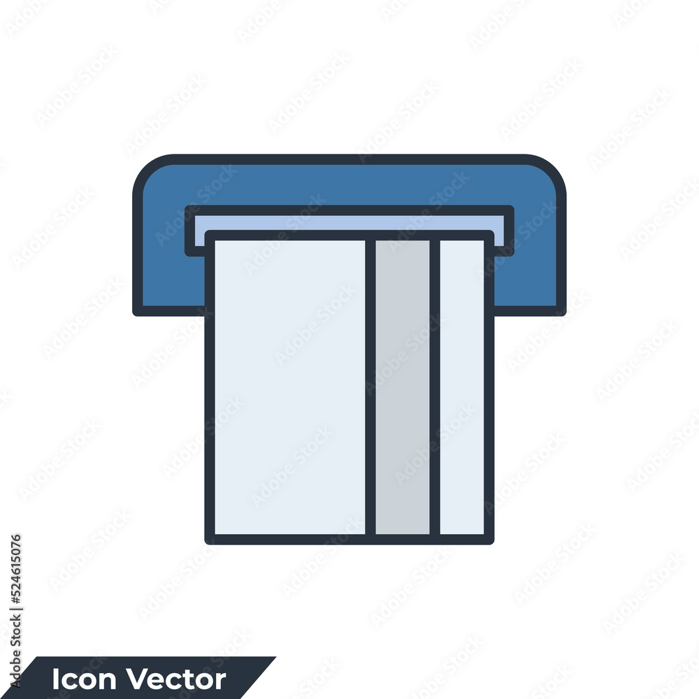 atm icon logo vector illustration. Credit Card Sliding Out From ATM symbol template for graphic and web design collection atm icon logo vector illustration. Credit Card Sliding Out From ATM symbol template for graphic and web design collection