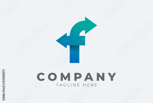 Free Download Initial F logo. letter F with arrow in gradient colour logo design inspiration, usable for brand and company logos - GFXLoad