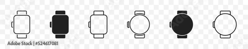 Smart watch vector icon set. Smartwatch symbol collection. Clock icons. Wristband or Wristwatch.