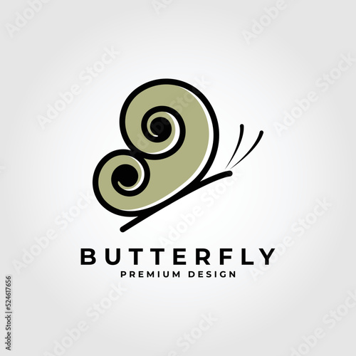 Minimalist Butterfly logo. Premium quality line art design vector illustration.