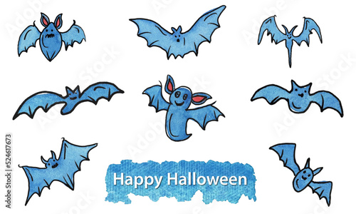Halloween bats watercolor 