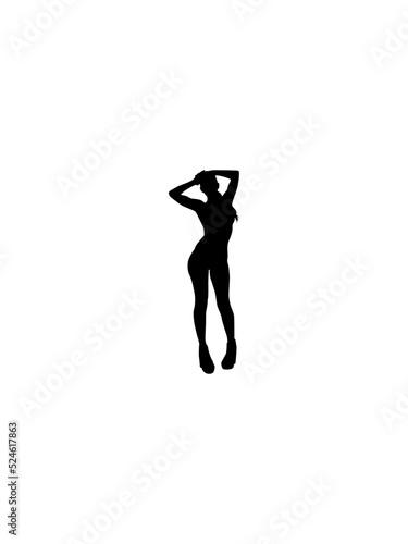 Vector sexy woman silhouette on high heels isolated on white background.