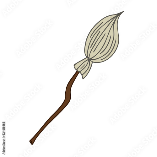Halloween 2022 - October 31. A traditional holiday, the eve of All Saints Day, All Hallows Eve. Trick or treat. Vector illustration in hand-drawn doodle style. The witchs broom.