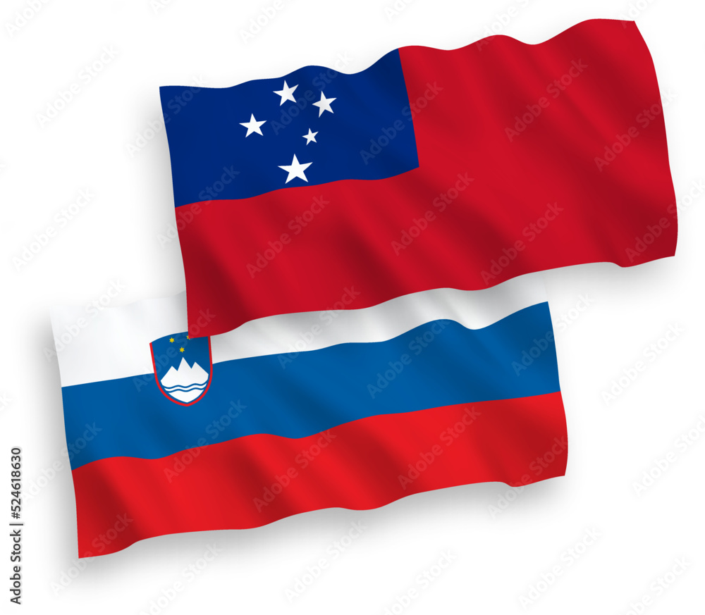 Flags of Slovenia and Independent State of Samoa on a white background Flags of Slovenia and Independent State of Samoa on a white background