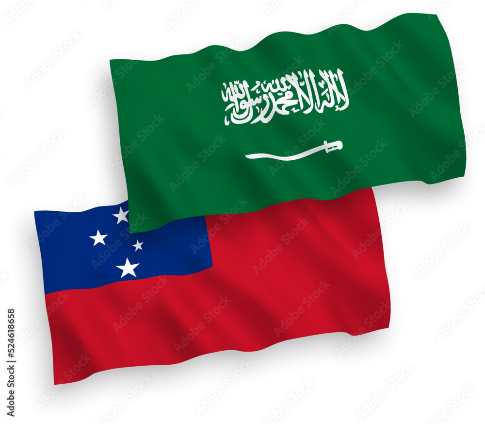 Flags of Saudi Arabia and Independent State of Samoa on a white background Flags of Saudi Arabia and Independent State of Samoa on a white background