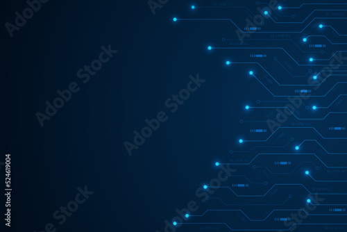 Circuit board. Motherboard. Blue technology background.