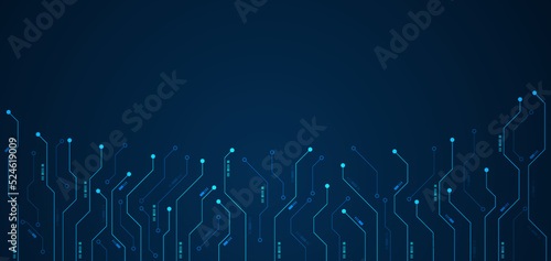 Circuit board. Motherboard. Blue technology background.