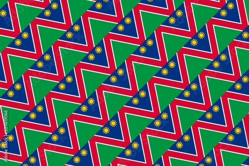 Geometric pattern in the colors of the national flag of Namibia. The colors of Namibia.