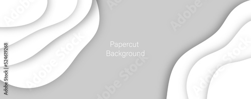 Paper cut or Papercut of black and white abstract background, concept design.Vector panorama illustration