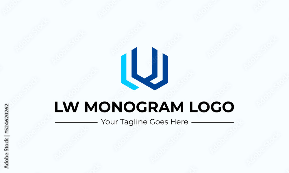 illustration vector graphic logo design, abstract L W monogram logo, masculine modern geometric