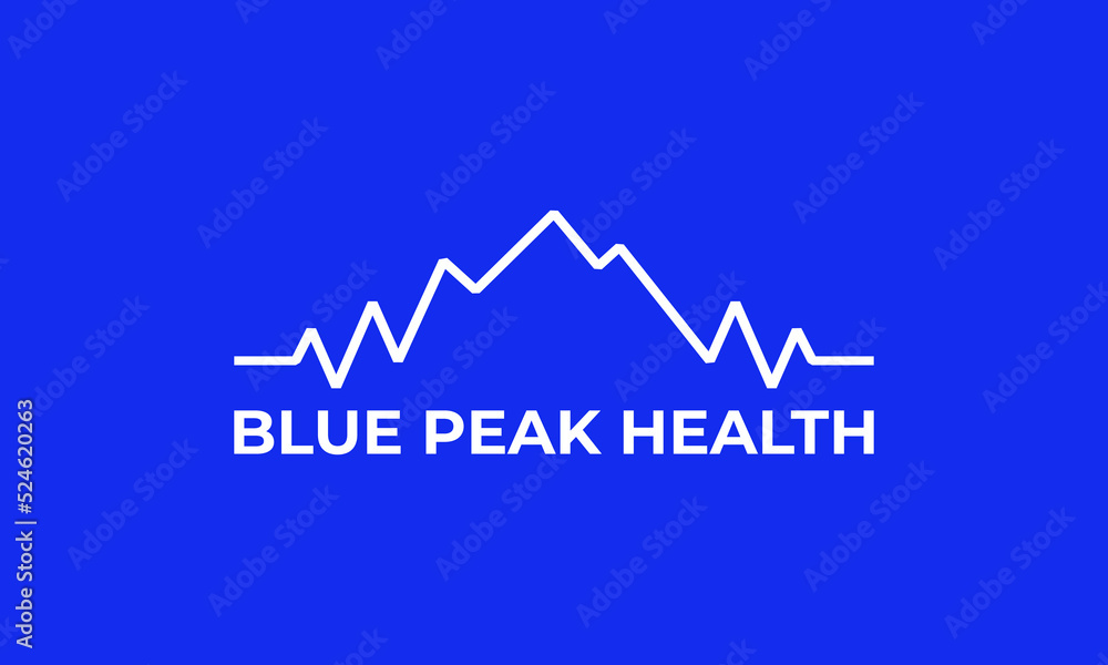 illustration vector graphic logo design, combination mountain peak and heart beat line illustration vector graphic logo design, combination mountain peak and heart beat line