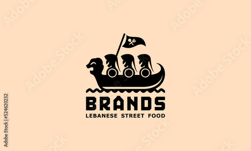 illustration vector graphic logo design, pictogram logo lebanese street food