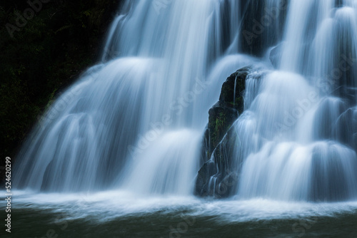 Close-up image of stunning staircase Owharoa Falls  Karangahake Gorge  New Zealand.