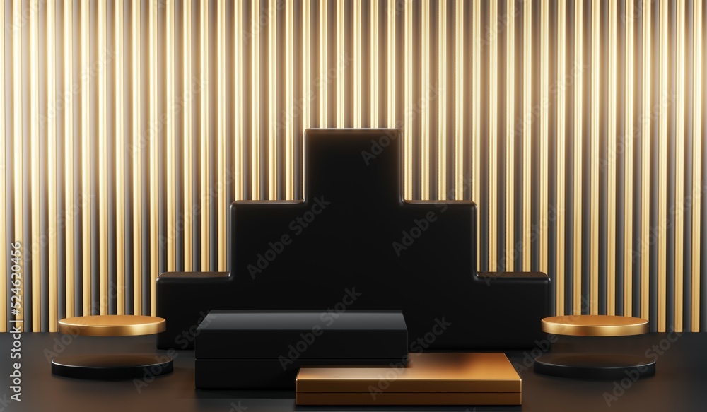 3D rendering of blank product background for cream cosmetics Modern black podium background 3D rendering of blank product background for cream cosmetics Modern black podium background