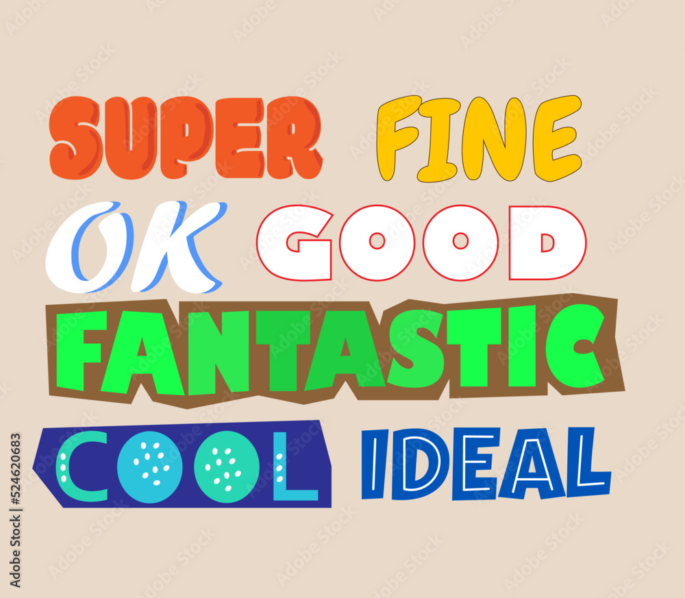 Vector set of hand drawn quality adjectives words on beige background Vector set of hand drawn quality adjectives words on beige background