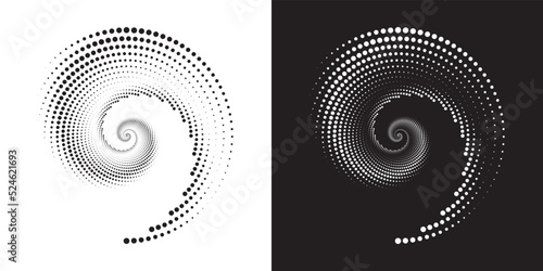 Dotted circular logo. circular concentric dots isolated on the white background. Halftone fabric design. Halftone circle dots texture. Vector design element for various purposes.