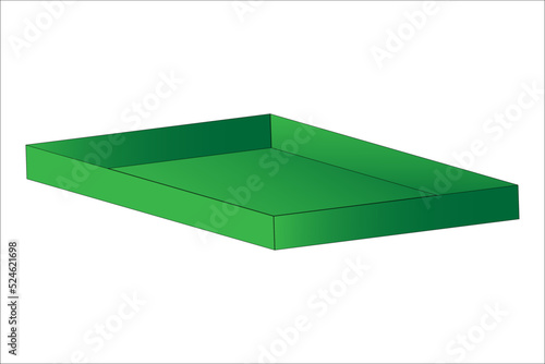 An empty box or a green box, a three-dimensional vector illustration. Green box or box with low sides