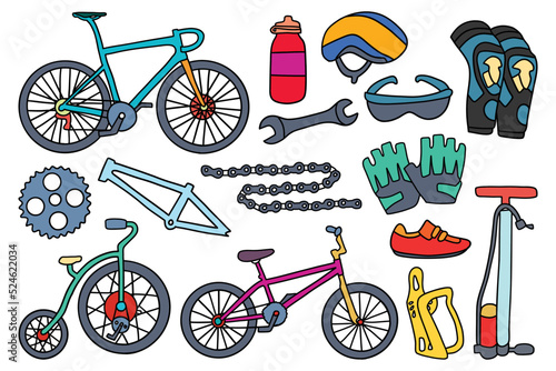 Hand drawn bicycle doodles