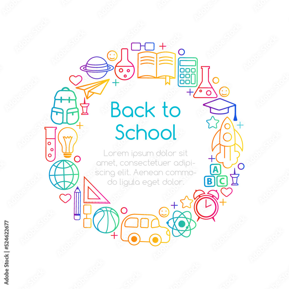Back to school conceptual background with line art icons