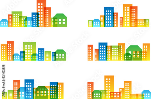 Cityscape colorful decorations.