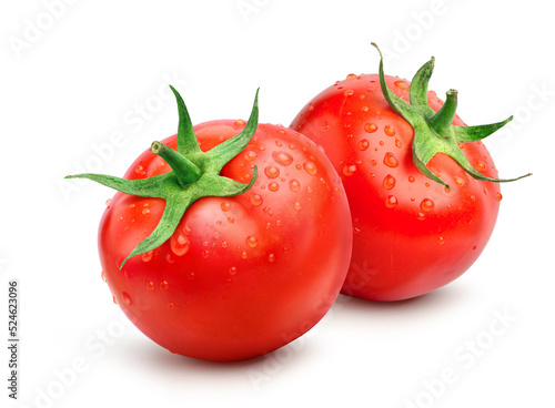 Wallpaper Mural Pair of  juicy red Tomatoes with water droplets isolated on white background. Clipping path. Torontodigital.ca
