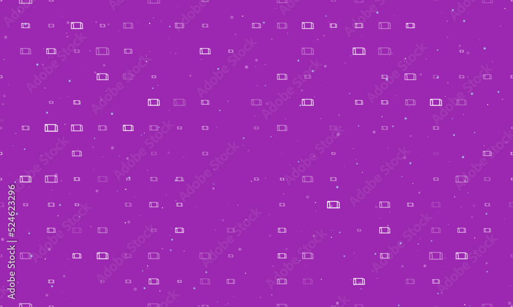 Seamless background pattern of evenly spaced white football goal symbols of different sizes and opacity. Vector illustration on purple background with stars