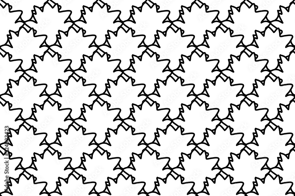Obraz premium Seamless pattern completely filled with outlines of lotus flowers. Elements are evenly spaced. Vector illustration on white background