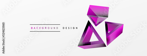 Triangle abstract background. 3d vector basic shape technology or business concept composition. Trendy techno business template for wallpaper  banner  background or landing