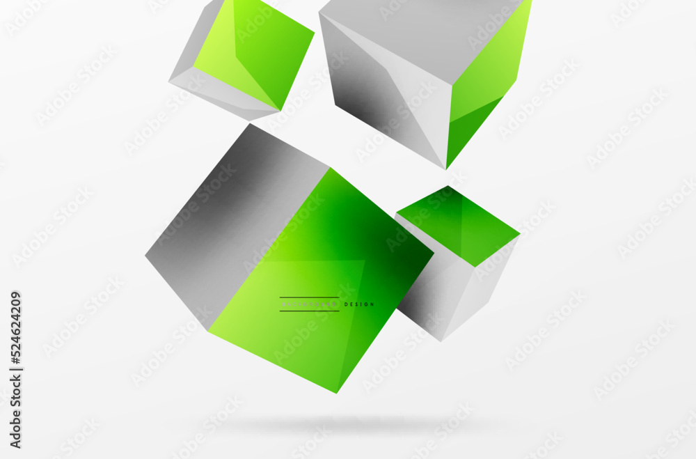 3d vector abstract background. Flying cubes composition. Trendy techno business template for wallpaper, banner, background or landing 3d vector abstract background. Flying cubes composition. Trendy techno business template for wallpaper, banner, background or landing