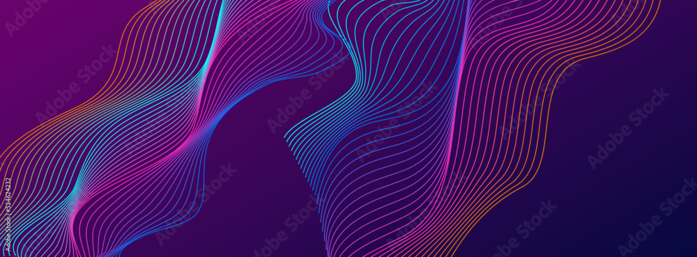 Multicolored Contour Background Violet Vector. Infinity Cover. Iridescent Line Spiritual. Connect Blend Design. Bright Circular.