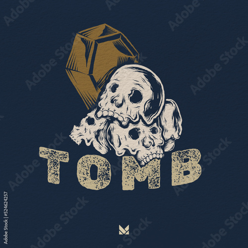 tomb retro classic skull design