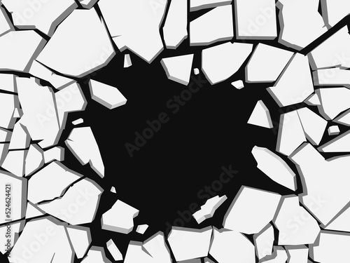Broken wall with space for text. Abstract vector explosion.