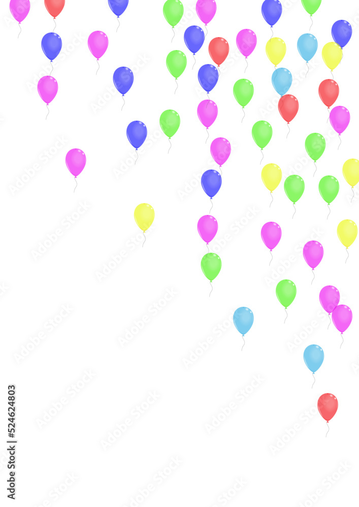 Yellow Balloon Background White Vector. Helium Realistic Background. Blue Decoration. Bright Baloon. Flying Ceremony Design.